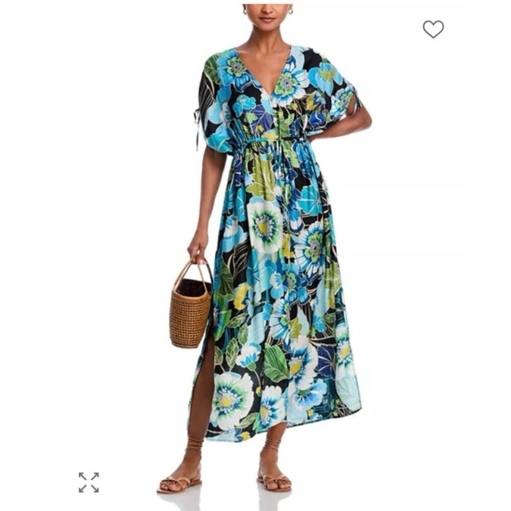 NEW Johnny Was Jenn Drawcord Kaftan Cover Up Dress S/M Resort Vacation Beach
